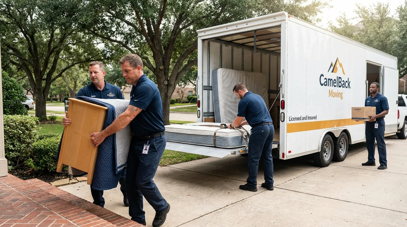 Crew loading residential truck for cross-state move from Royalton, MN